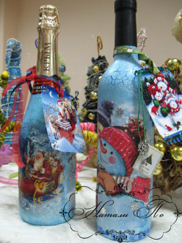 Декор бутылок, Накануне Рождества, скрапбукинг, идеи, необычные подарки, на заказ